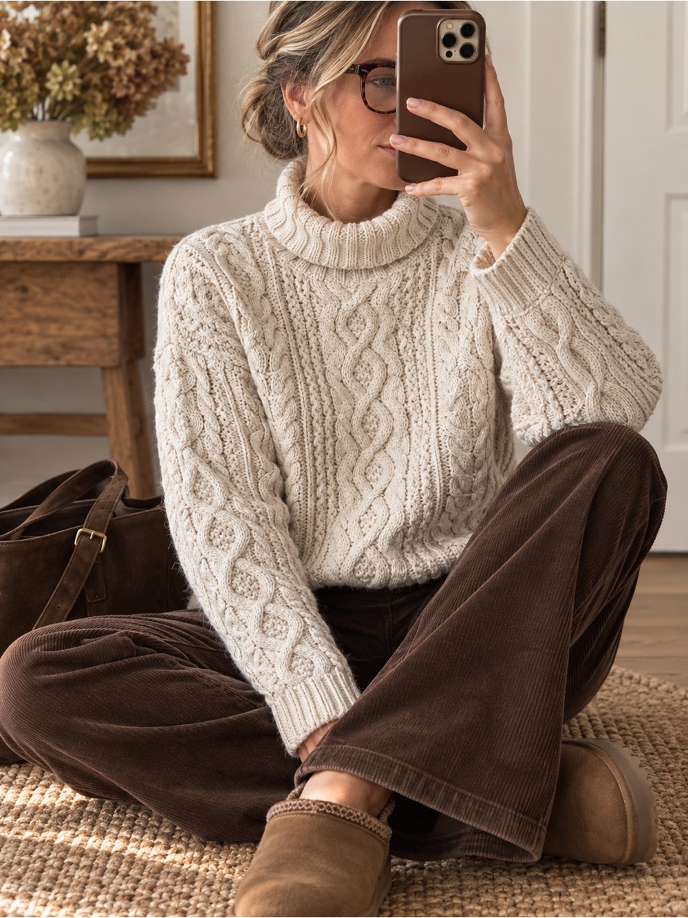 Yorkshire Knitting Co Cream Fisherman Cable Knit Cotton Ramie Sweater M